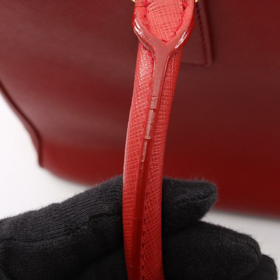 PRADA SAFFIANO LUX Galleria 單肩手提包,紅色 Saffiano 皮革,二手女士款-9