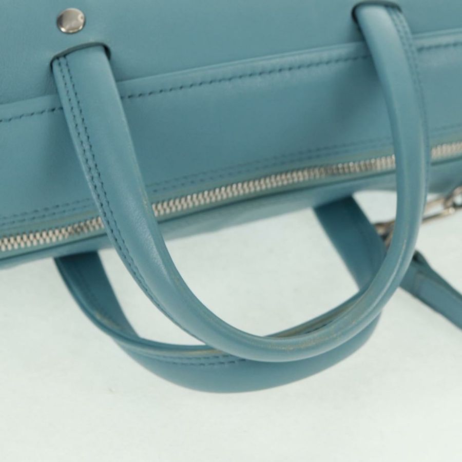 【日本直送】BALENCIAGA 三角形 S 手提包 皮革 兩用 淺藍色 銀色 476975 正品 161230-6