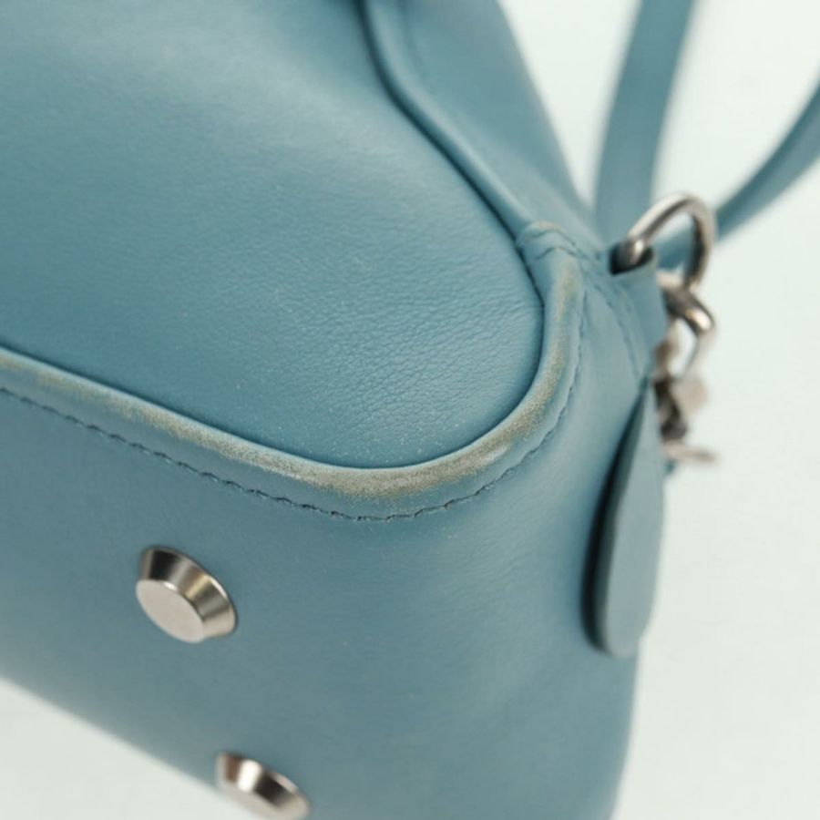 【日本直送】BALENCIAGA 三角形 S 手提包 皮革 兩用 淺藍色 銀色 476975 正品 161230-13