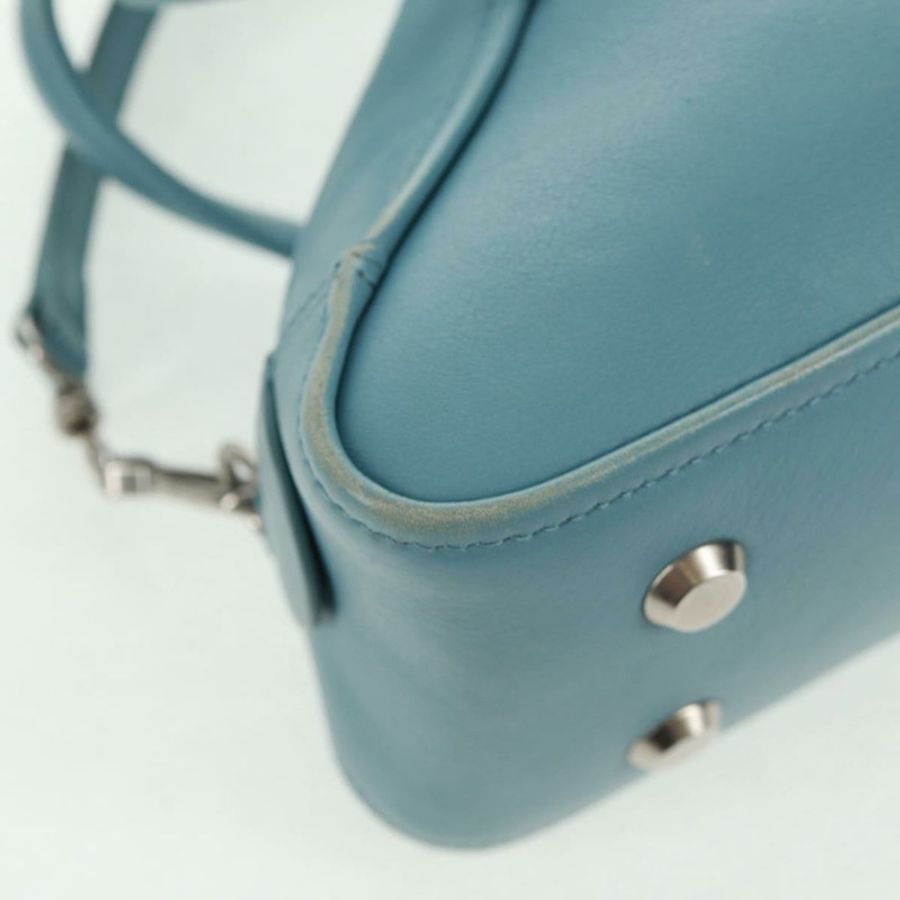 【日本直送】BALENCIAGA 三角形 S 手提包 皮革 兩用 淺藍色 銀色 476975 正品 161230-14