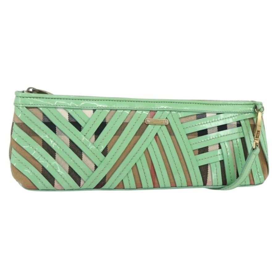 【日本直送】BURBERRY Nova 格紋肩背包 PVC 綠金 正品 162781V-0