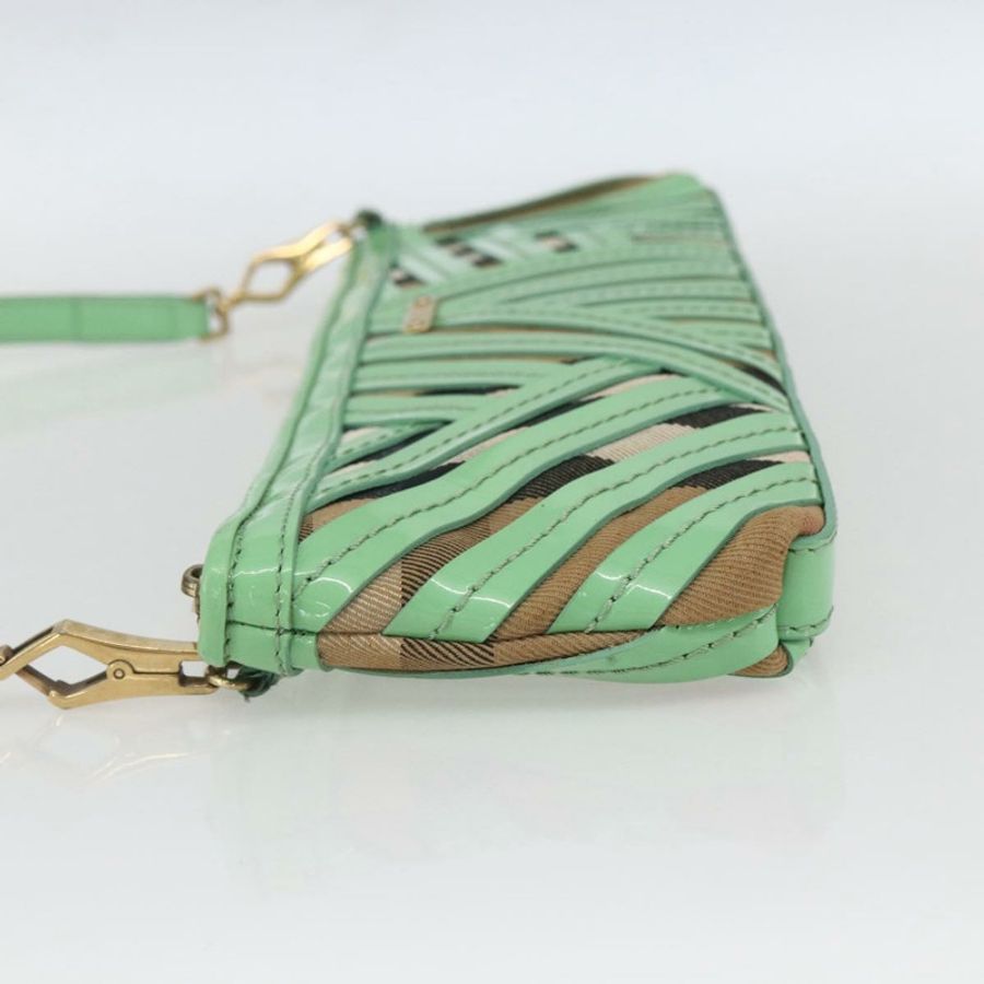 【日本直送】BURBERRY Nova 格紋肩背包 PVC 綠金 正品 162781V-2