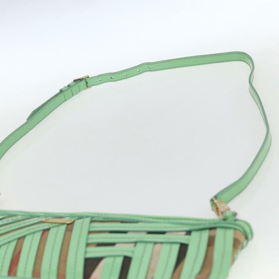【日本直送】BURBERRY Nova 格紋肩背包 PVC 綠金 正品 162781V-7