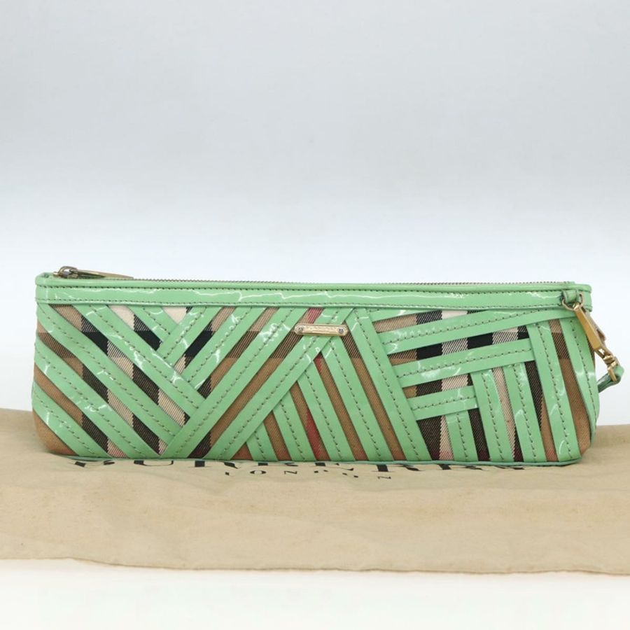 【日本直送】BURBERRY Nova 格紋肩背包 PVC 綠金 正品 162781V-11