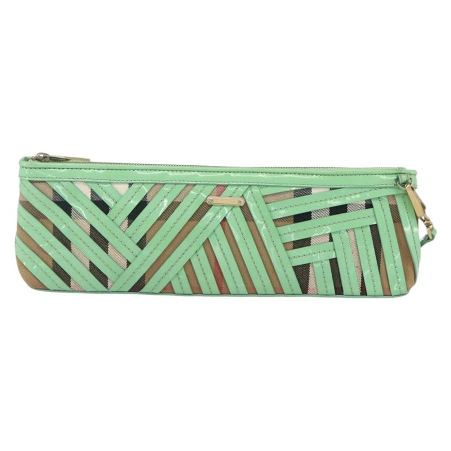【日本直送】BURBERRY Nova 格紋肩背包 PVC 綠金 正品 162781V-12