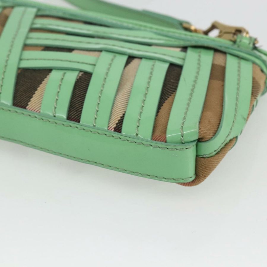 【日本直送】BURBERRY Nova 格紋肩背包 PVC 綠金 正品 162781V-14