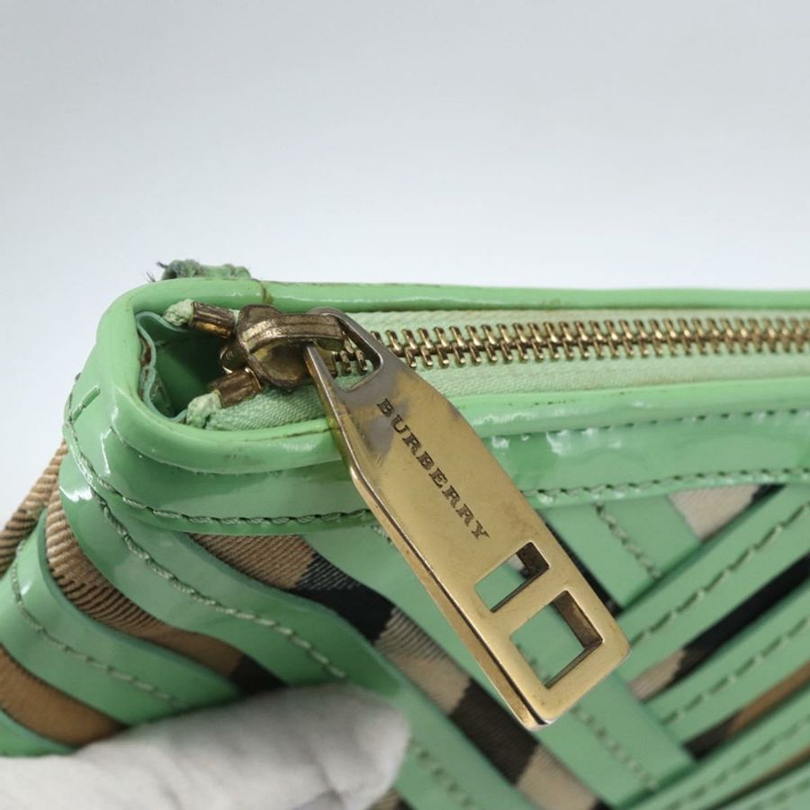 【日本直送】BURBERRY Nova 格紋肩背包 PVC 綠金 正品 162781V-17