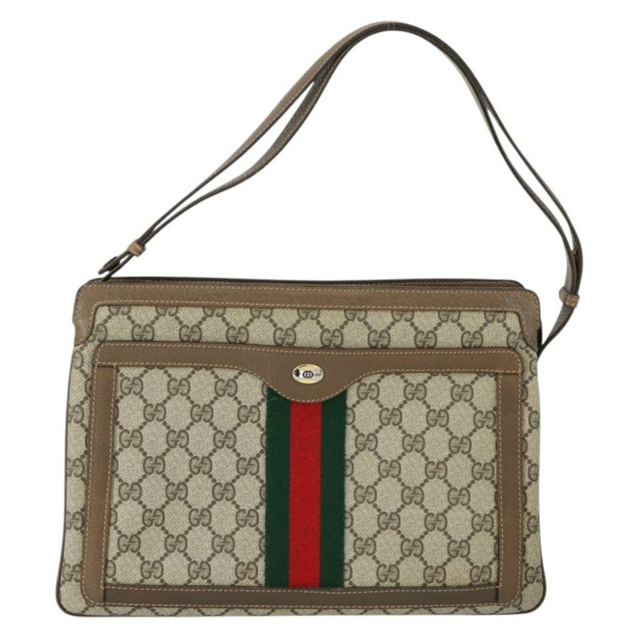 【日本直送】GUCCI GG Supreme Web Sherry Line 單肩包 PVC 米色 14 02 013 正品 161689-12