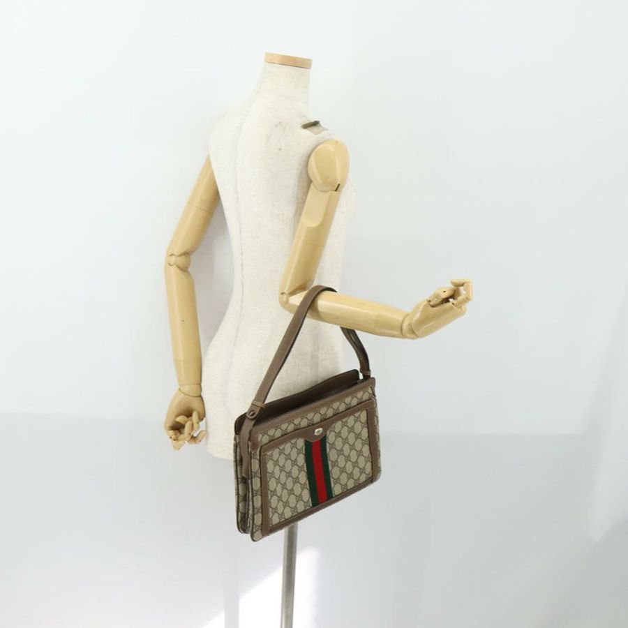 【日本直送】GUCCI GG Supreme Web Sherry Line 單肩包 PVC 米色 14 02 013 正品 161689-24