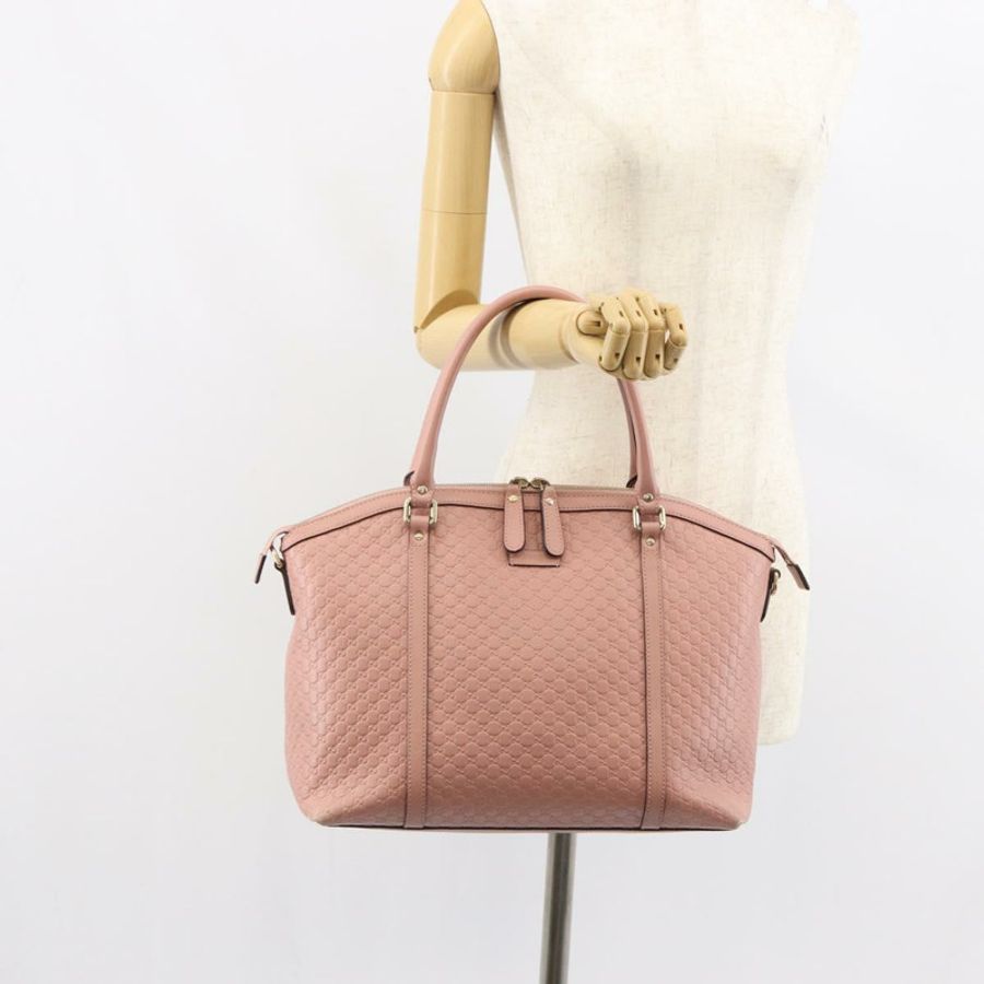 【日本直送】GUCCI Micro GG 帆布 Guccissima 手提包 皮革 粉紅色 金 449657 正品 161597-22