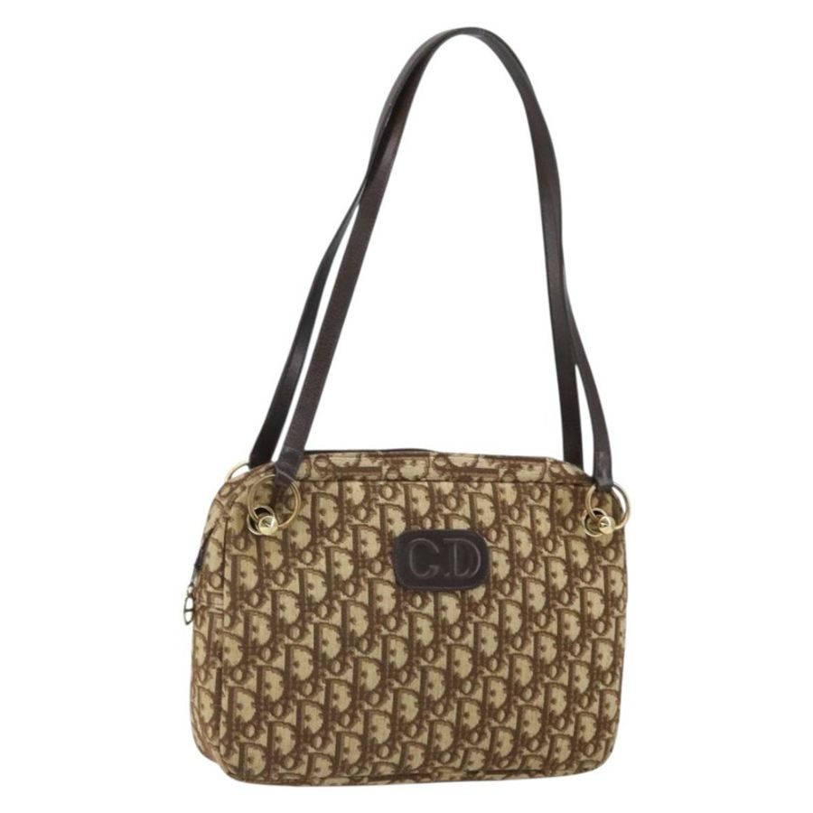 【日本直送】Christian Dior Trotter帆布浪漫單肩包 棕色金色 正品 162848-0