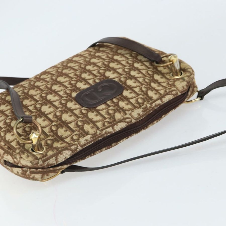 【日本直送】Christian Dior Trotter帆布浪漫單肩包 棕色金色 正品 162848-5