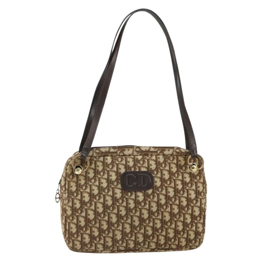 【日本直送】Christian Dior Trotter帆布浪漫單肩包 棕色金色 正品 162848-12