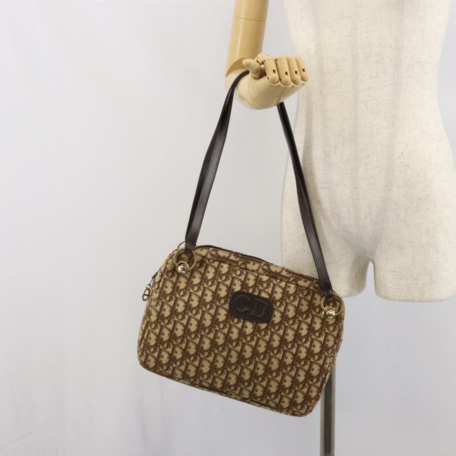 【日本直送】Christian Dior Trotter帆布浪漫單肩包 棕色金色 正品 162848-19