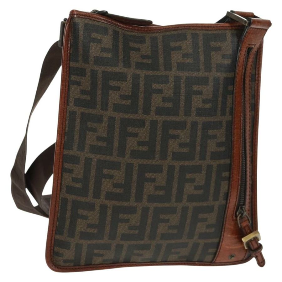 【日本直送】FENDI Zucca帆布單肩包 PVC黑色棕色 正品 163081V-0