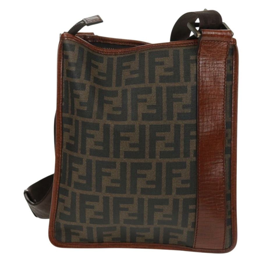 【日本直送】FENDI Zucca帆布單肩包 PVC黑色棕色 正品 163081V-1