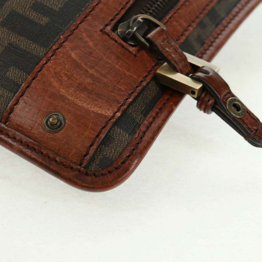 【日本直送】FENDI Zucca帆布單肩包 PVC黑色棕色 正品 163081V-15
