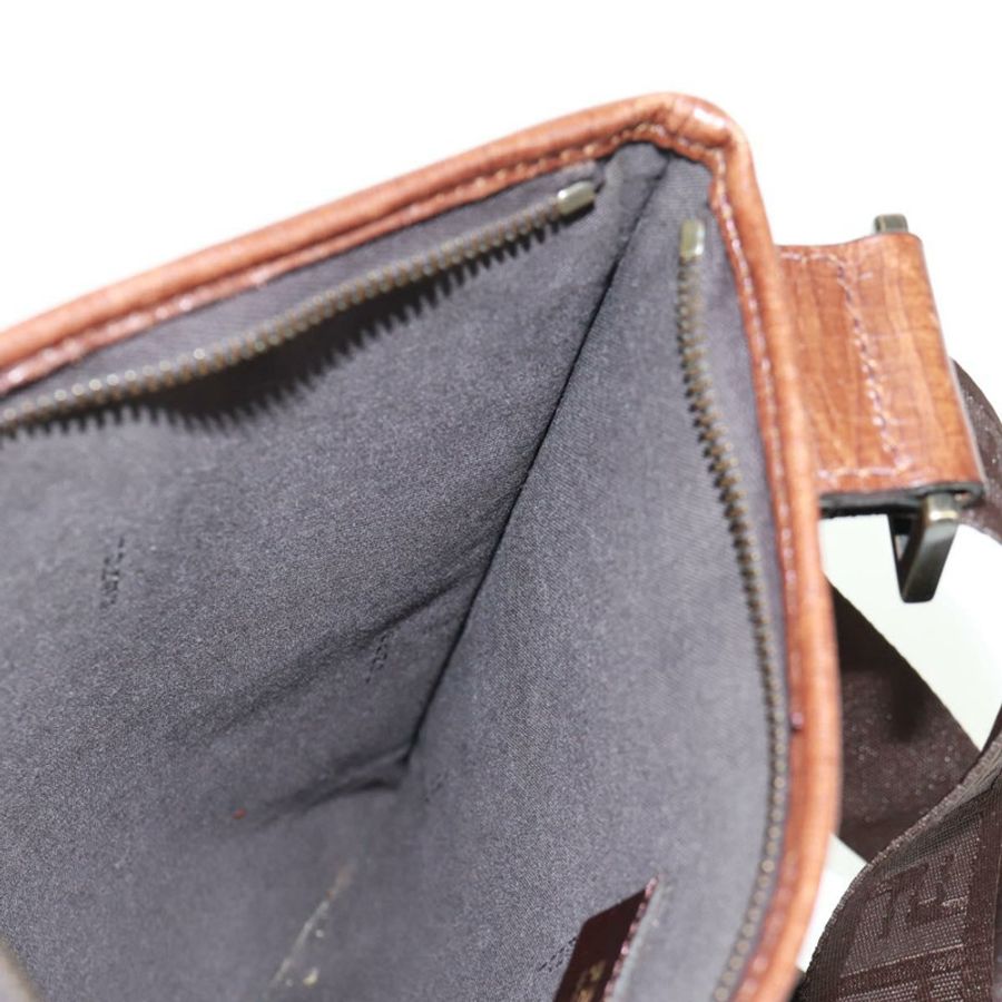 【日本直送】FENDI Zucca帆布單肩包 PVC黑色棕色 正品 163081V-21