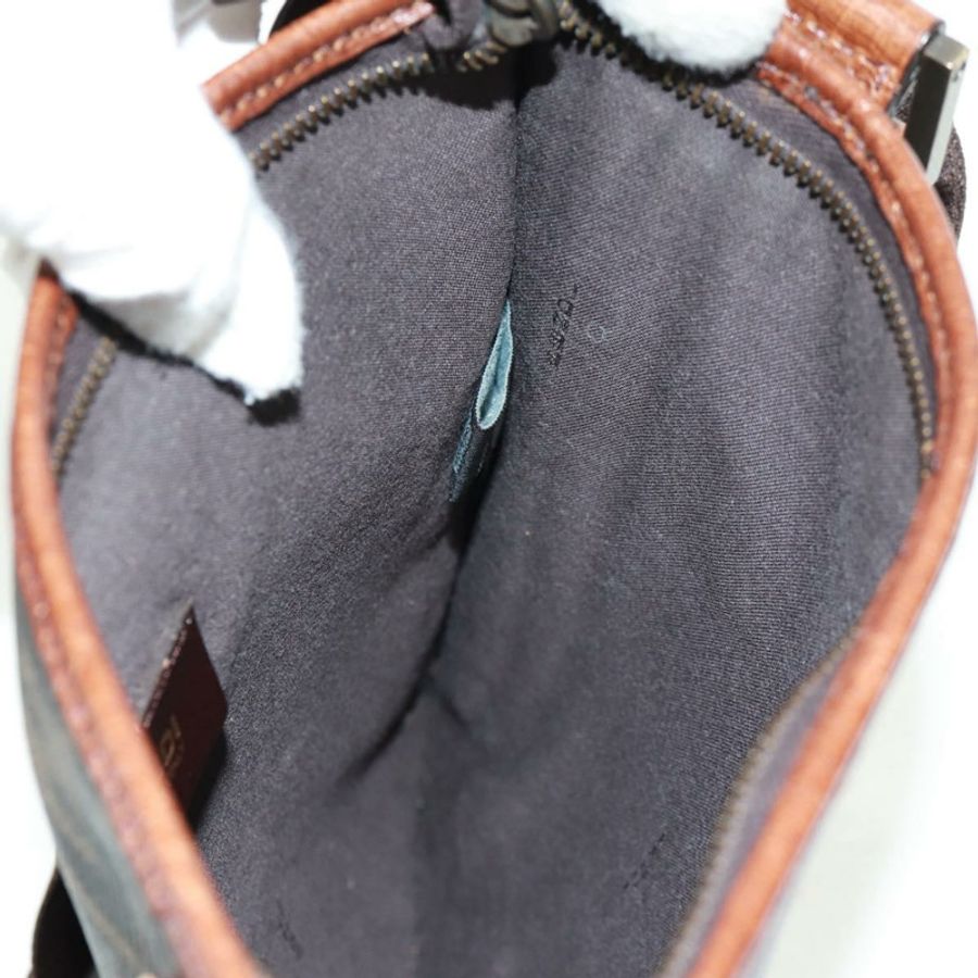 【日本直送】FENDI Zucca帆布單肩包 PVC黑色棕色 正品 163081V-22