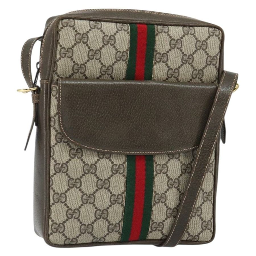【日本直送】GUCCI GG Supreme Web Sherry Line 單肩包 PVC 米色 金色 正品 163502-0