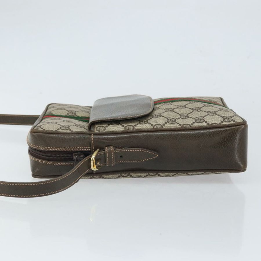 【日本直送】GUCCI GG Supreme Web Sherry Line 單肩包 PVC 米色 金色 正品 163502-3