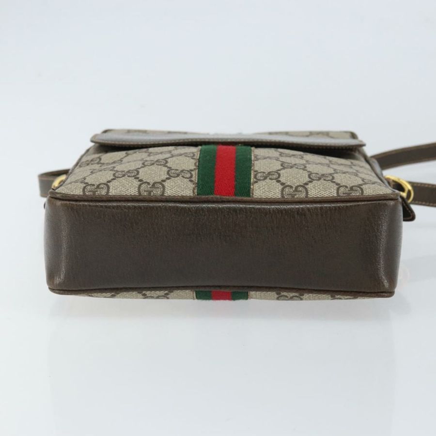 【日本直送】GUCCI GG Supreme Web Sherry Line 單肩包 PVC 米色 金色 正品 163502-4