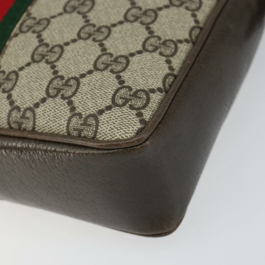 【日本直送】GUCCI GG Supreme Web Sherry Line 單肩包 PVC 米色 金色 正品 163502-8