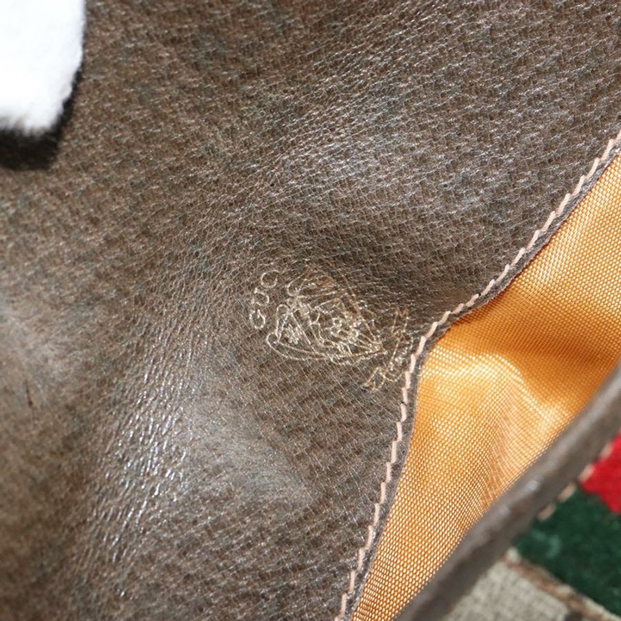 【日本直送】GUCCI GG Supreme Web Sherry Line 單肩包 PVC 米色 金色 正品 163502-11