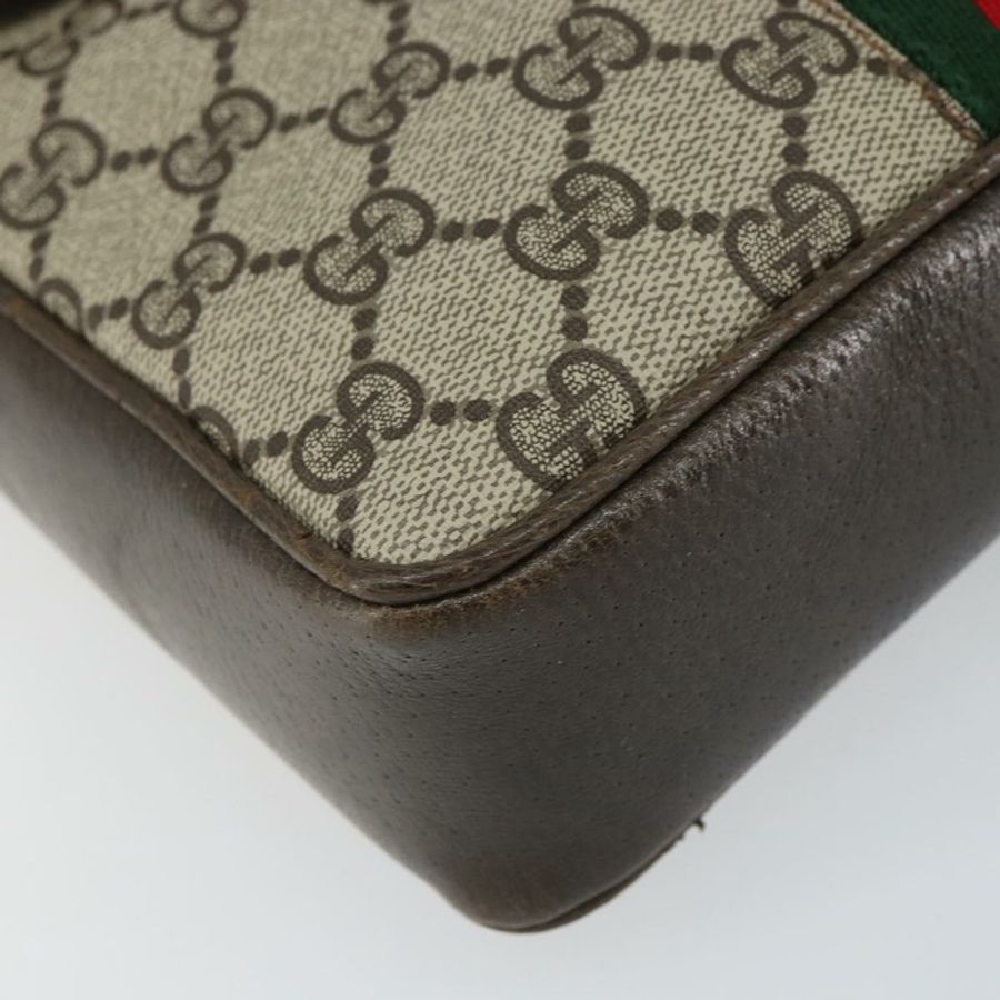 【日本直送】GUCCI GG Supreme Web Sherry Line 單肩包 PVC 米色 金色 正品 163502-13