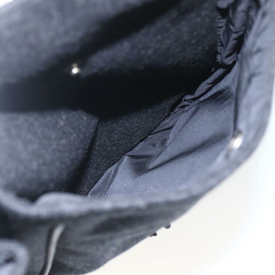 【日本直送】PRADA 羊毛皮革黑色銀色單肩包 Auth 164511-22