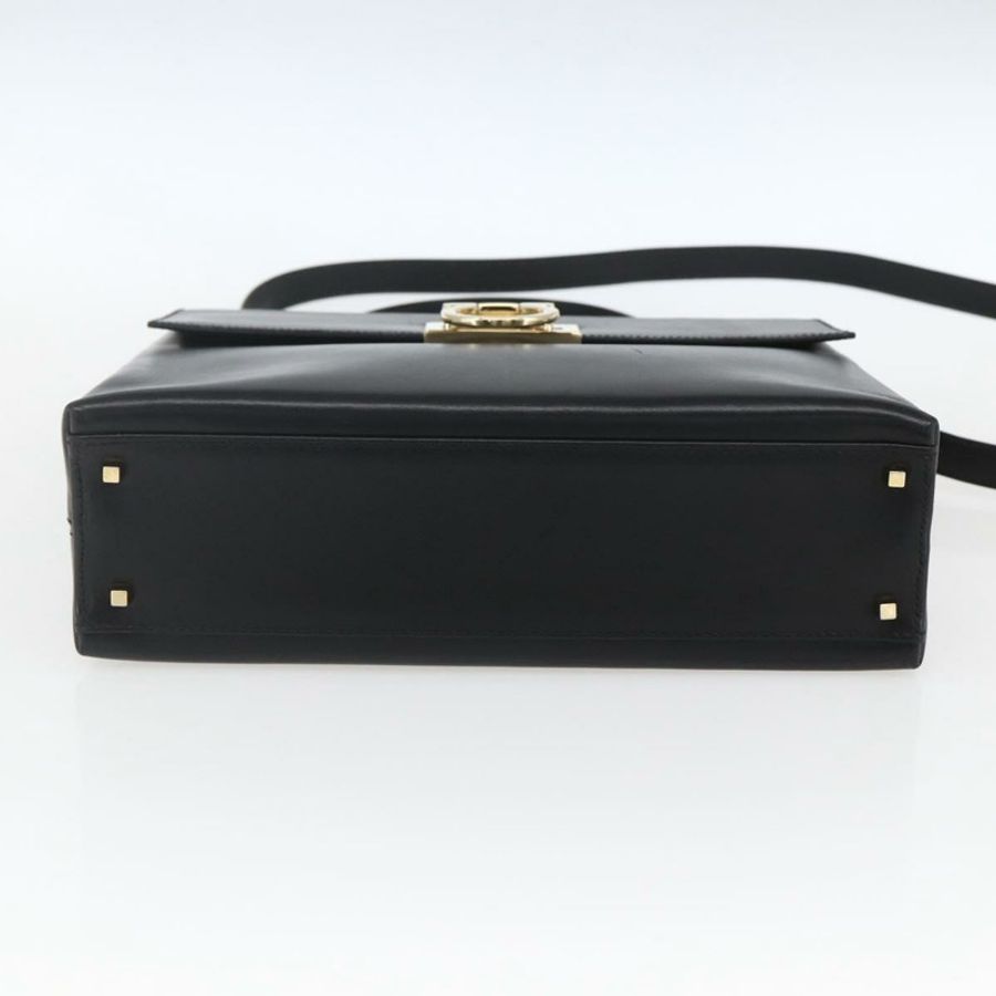 【日本直送】Salvatore Ferragamo Gancini 手提包 皮革 2way 黑色 金色 Auth 164875V-4