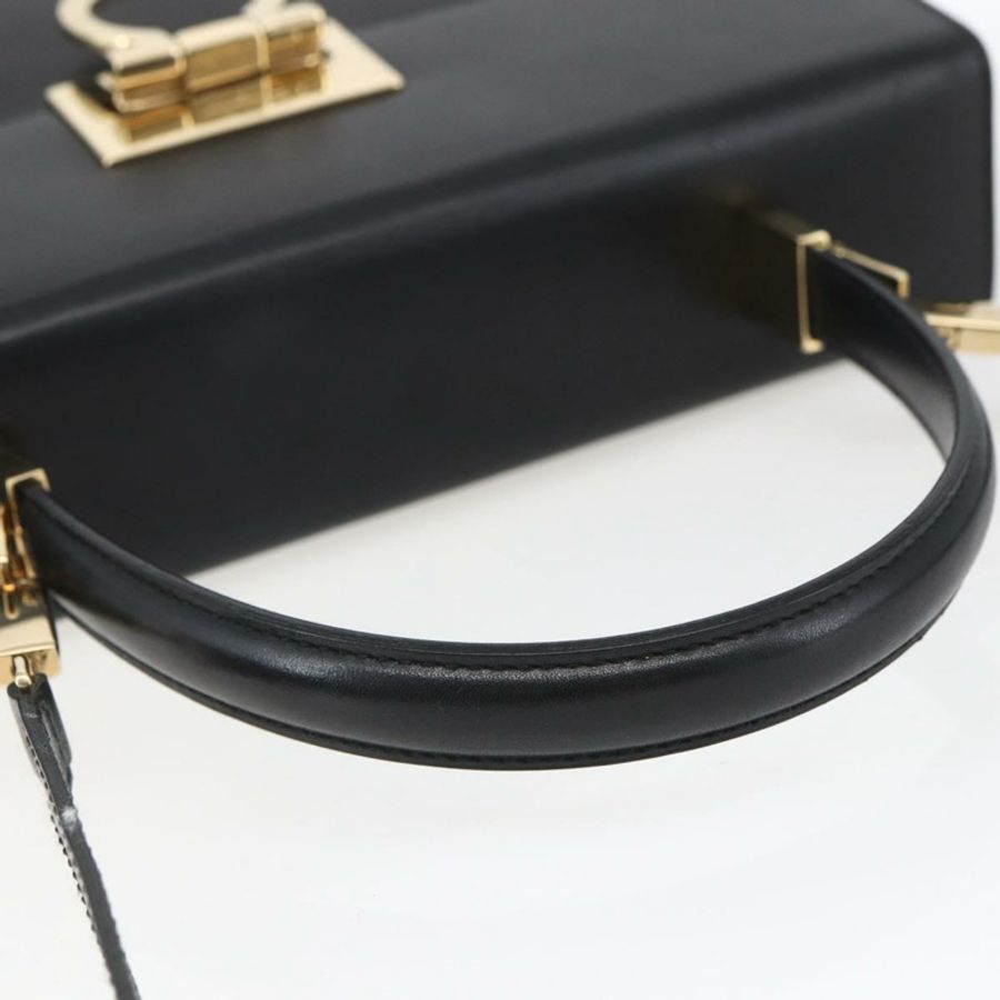 【日本直送】Salvatore Ferragamo Gancini 手提包 皮革 2way 黑色 金色 Auth 164875V-6
