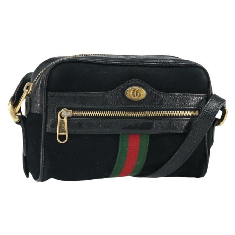 【日本直送】GUCCI GG Marmont Web Sherry Line 手提包 麂皮 黑色 金色 517350 正品 164792-0