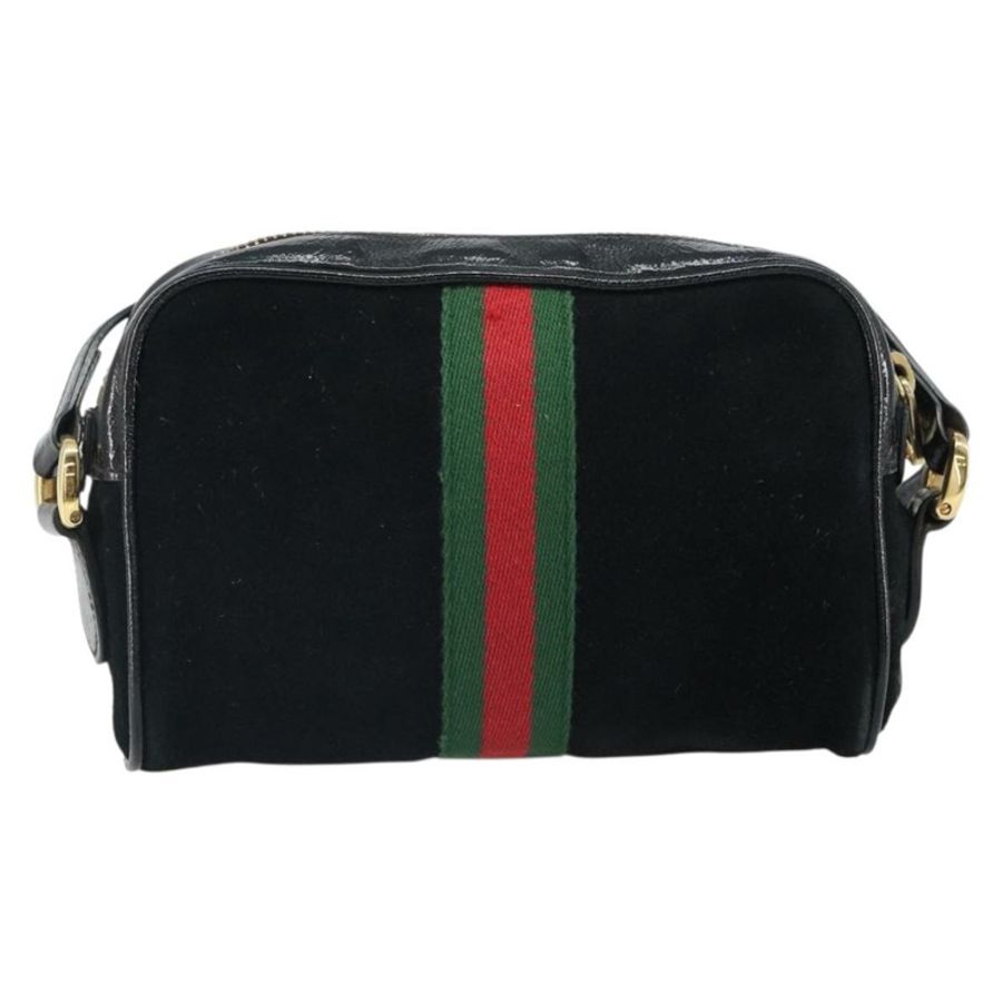 【日本直送】GUCCI GG Marmont Web Sherry Line 手提包 麂皮 黑色 金色 517350 正品 164792-1