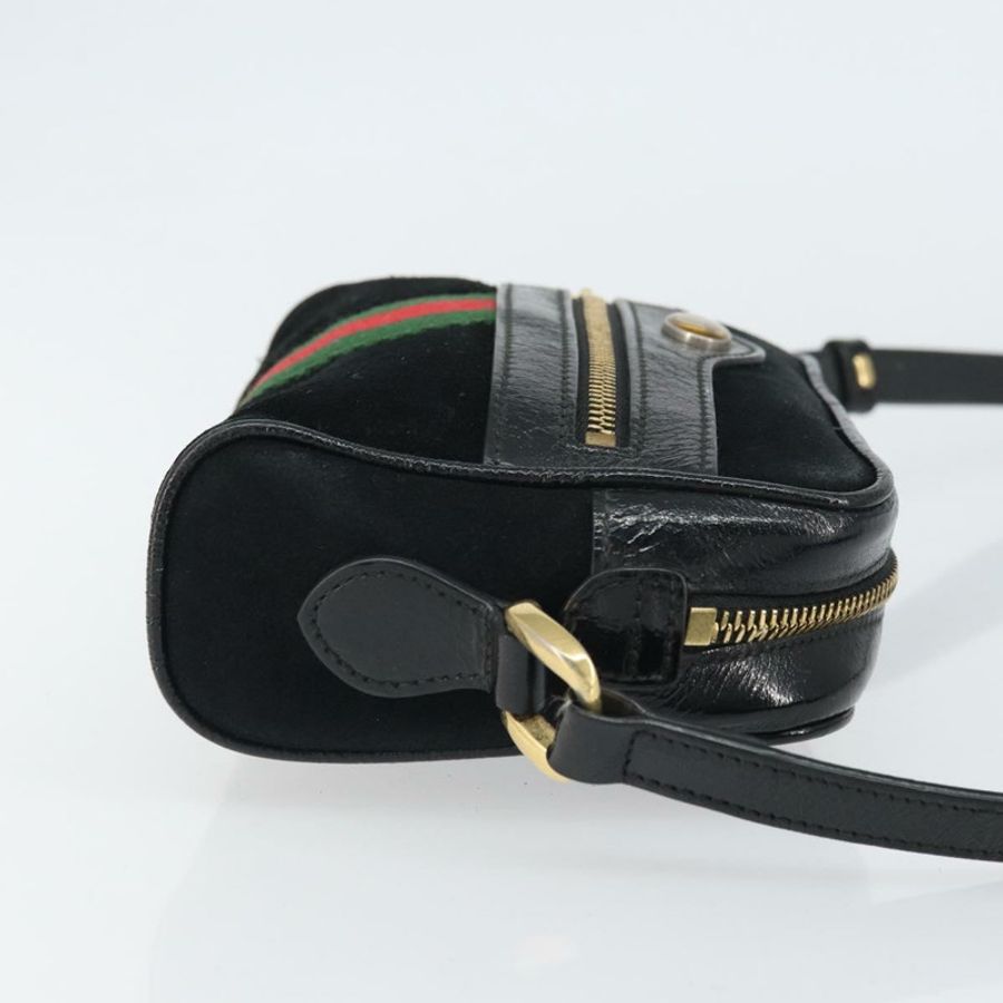 【日本直送】GUCCI GG Marmont Web Sherry Line 手提包 麂皮 黑色 金色 517350 正品 164792-2