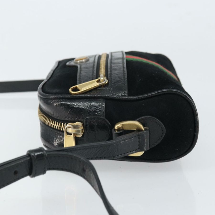 【日本直送】GUCCI GG Marmont Web Sherry Line 手提包 麂皮 黑色 金色 517350 正品 164792-3