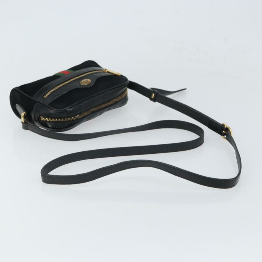 【日本直送】GUCCI GG Marmont Web Sherry Line 手提包 麂皮 黑色 金色 517350 正品 164792-6