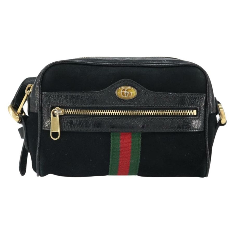 【日本直送】GUCCI GG Marmont Web Sherry Line 手提包 麂皮 黑色 金色 517350 正品 164792-12