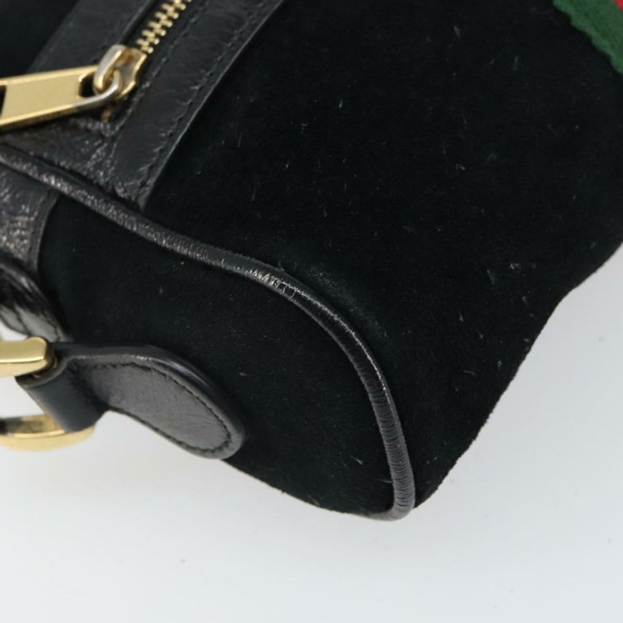 【日本直送】GUCCI GG Marmont Web Sherry Line 手提包 麂皮 黑色 金色 517350 正品 164792-13