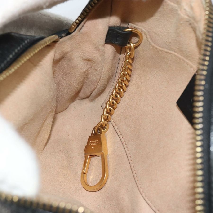 【日本直送】GUCCI GG Marmont Web Sherry Line 手提包 麂皮 黑色 金色 517350 正品 164792-20