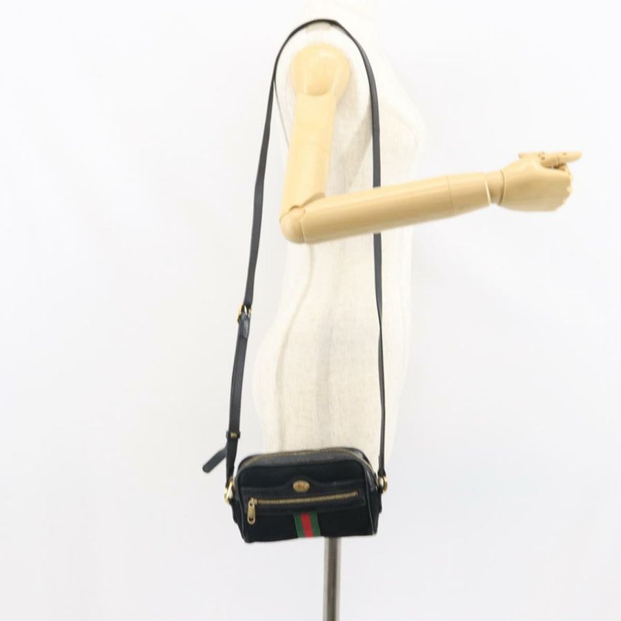 【日本直送】GUCCI GG Marmont Web Sherry Line 手提包 麂皮 黑色 金色 517350 正品 164792-24
