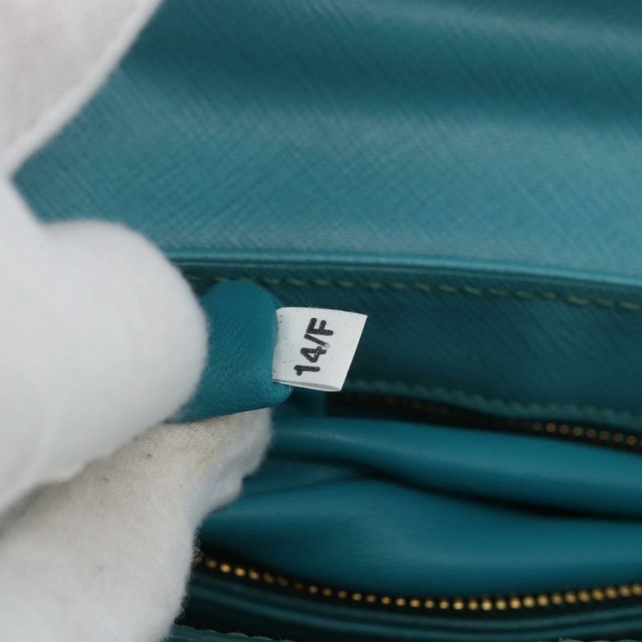 【日本直送】PRADA 手提包 Safiano 皮革 2way 淺藍色 金色 Auth 166296-11