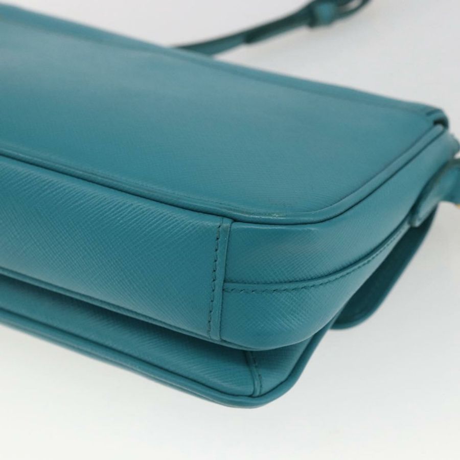 【日本直送】PRADA 手提包 Safiano 皮革 2way 淺藍色 金色 Auth 166296-16