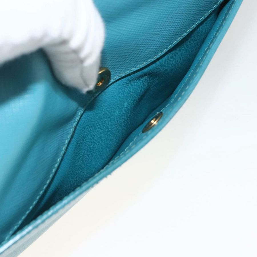 【日本直送】PRADA 手提包 Safiano 皮革 2way 淺藍色 金色 Auth 166296-25