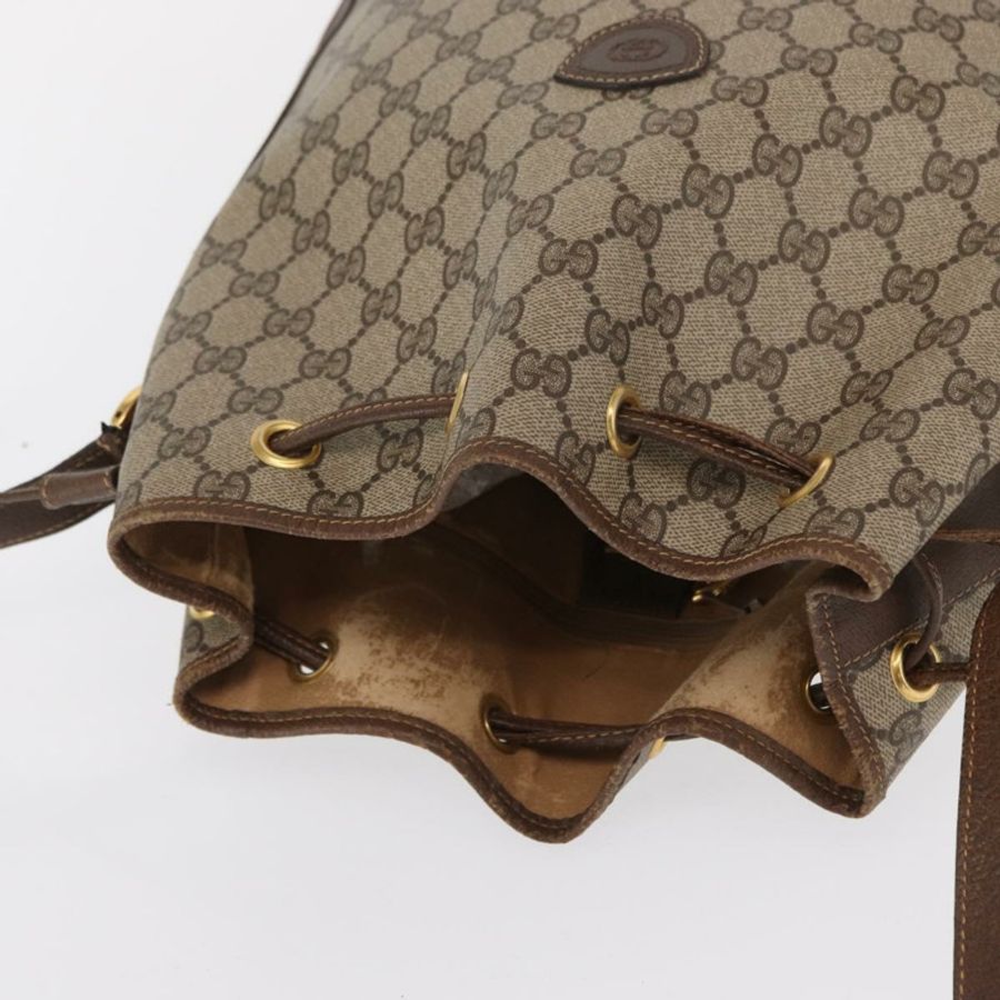 【日本直送】GUCCI GG Supreme Web Sherry Line 手提包 PVC 米色 金色 001 41 0850 Auth am10643-5