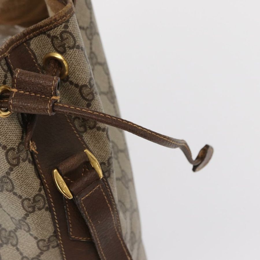 【日本直送】GUCCI GG Supreme Web Sherry Line 手提包 PVC 米色 金色 001 41 0850 Auth am10643-7