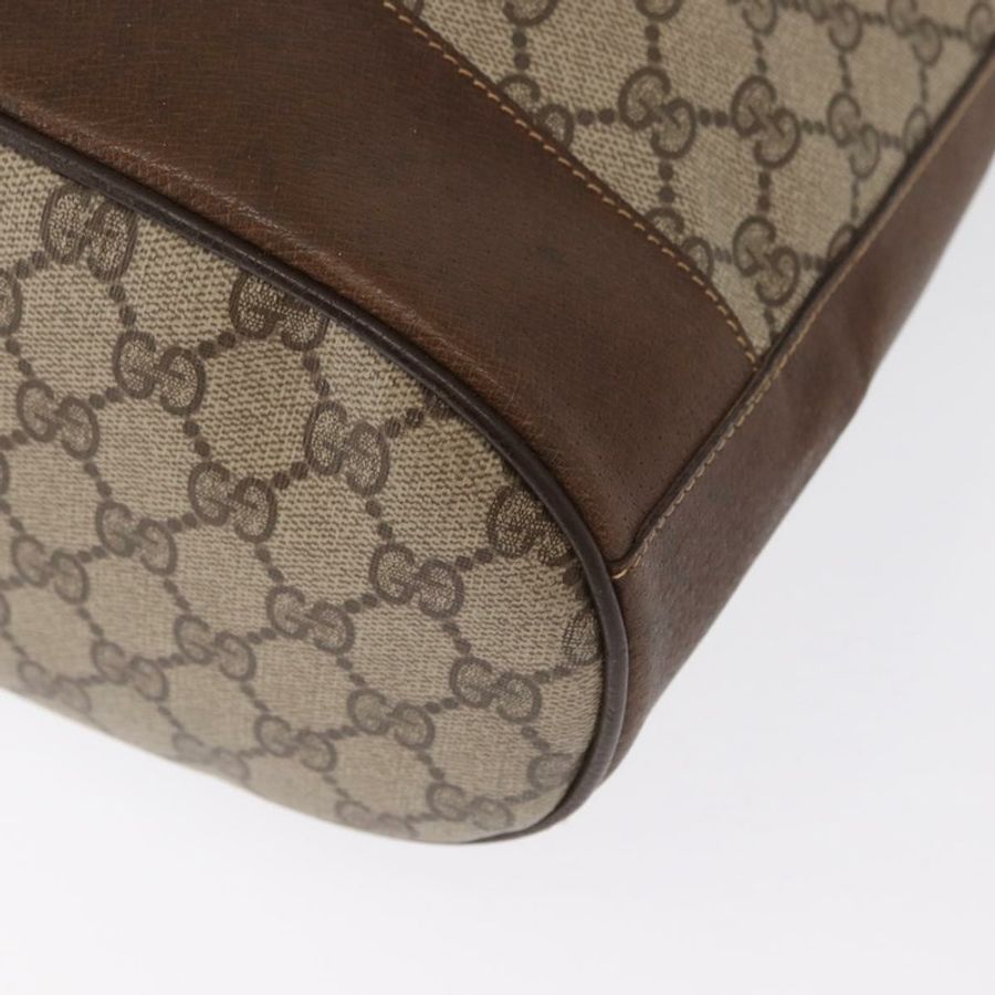 【日本直送】GUCCI GG Supreme Web Sherry Line 手提包 PVC 米色 金色 001 41 0850 Auth am10643-17