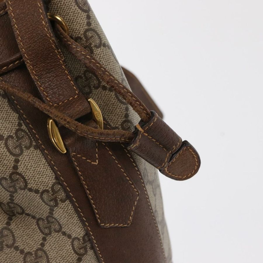 【日本直送】GUCCI GG Supreme Web Sherry Line 手提包 PVC 米色 金色 001 41 0850 Auth am10643-18