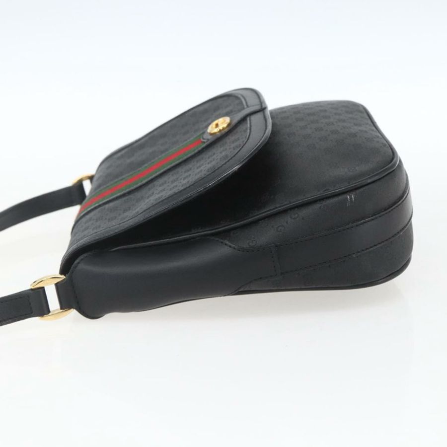 【日本直送】GUCCI Micro GG Supreme Web Sherry Line Bag PVC Black 001 115 0914 Auth 167932-2