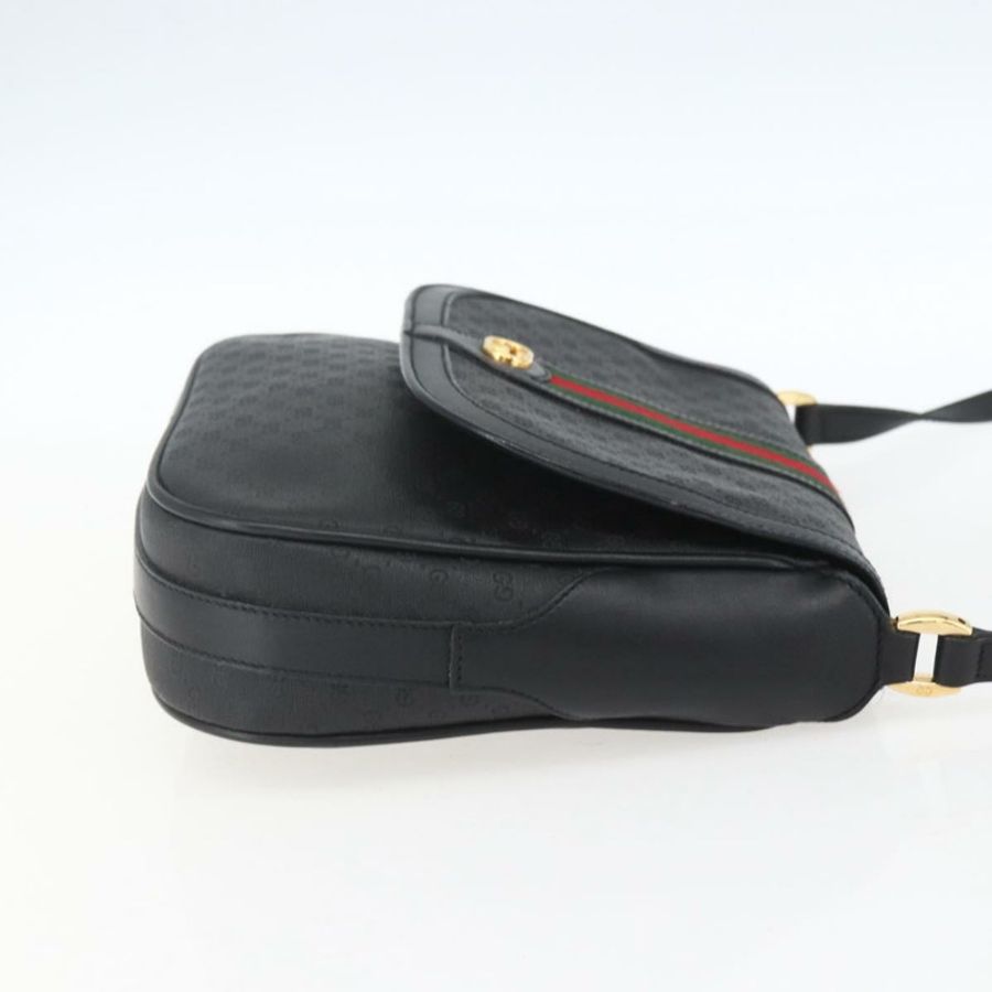 【日本直送】GUCCI Micro GG Supreme Web Sherry Line Bag PVC Black 001 115 0914 Auth 167932-3